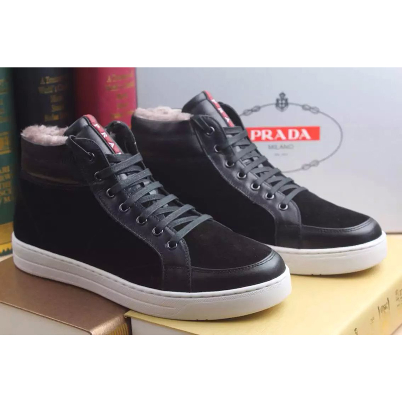 2016 Prada Nubuck leather men Lace-up sneaker shoes