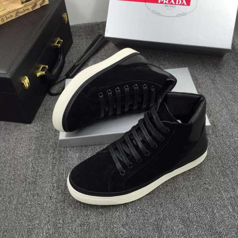 2016 Prada Nubuck leather men Lace-up sneaker shoes