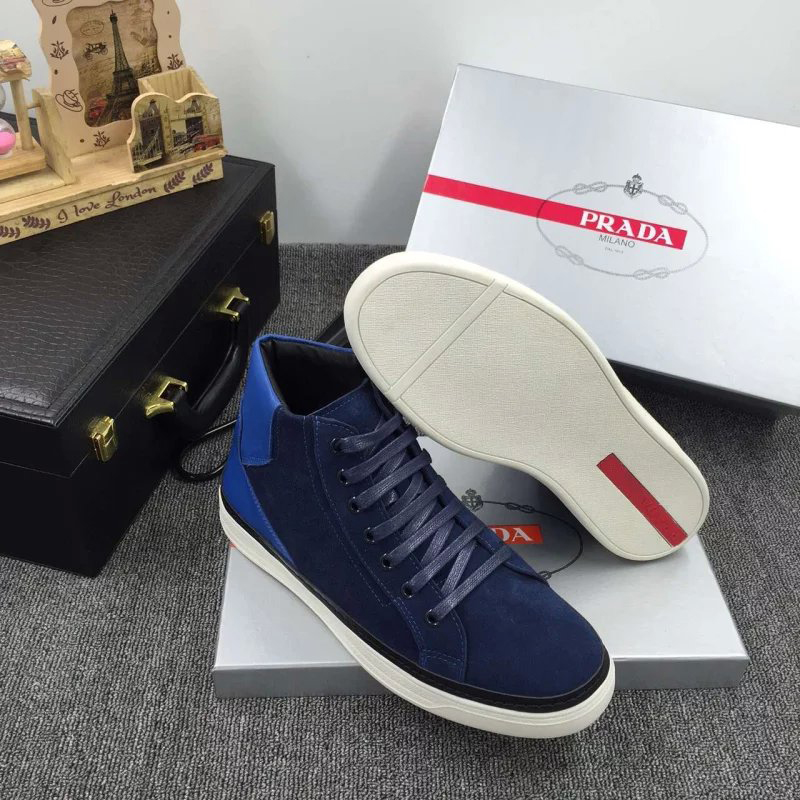 2016 Prada Nubuck leather men Lace-up sneaker shoes