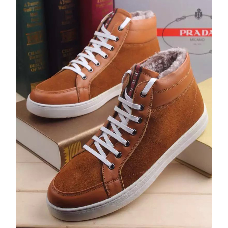 2016 Prada Nubuck leather men Lace-up sneaker shoes