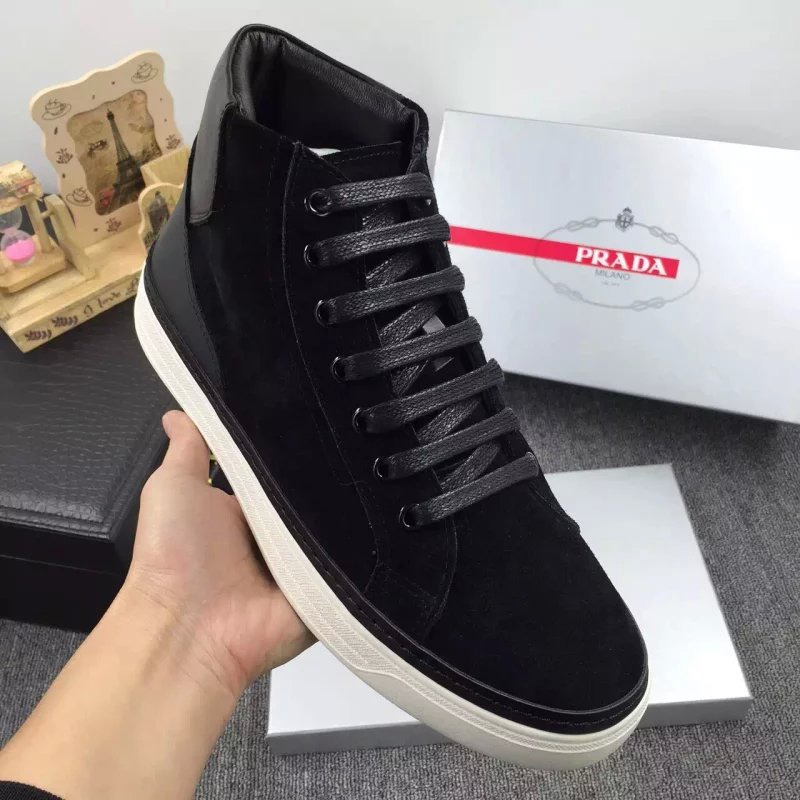 2016 Prada Nubuck leather men Lace-up sneaker shoes