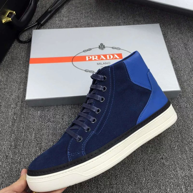 2016 Prada Nubuck leather men Lace-up sneaker shoes