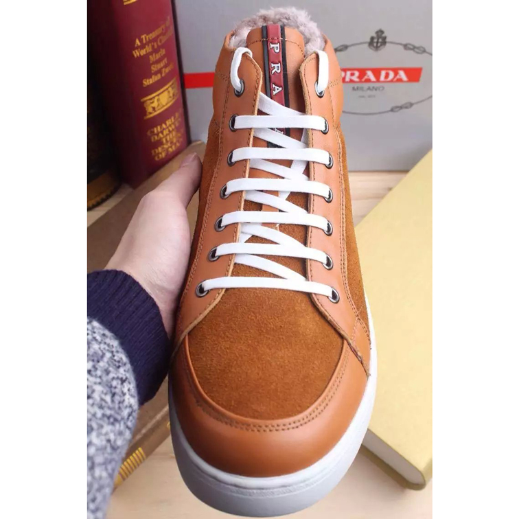 2016 Prada Nubuck leather men Lace-up sneaker shoes