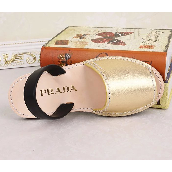 2016 Prada women flats sandals in Calfskin leather