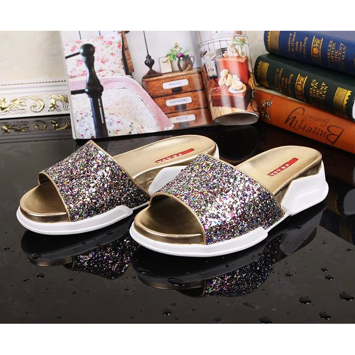 2016 Prada women slippers with Sequin