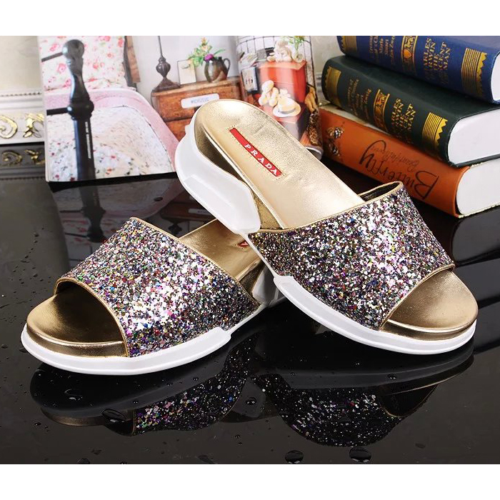 2016 Prada women slippers with Sequin