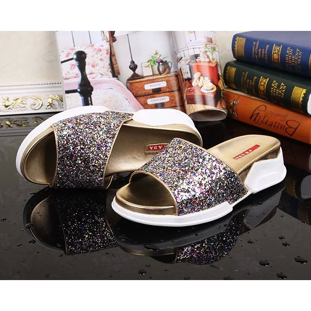 2016 Prada women slippers with Sequin