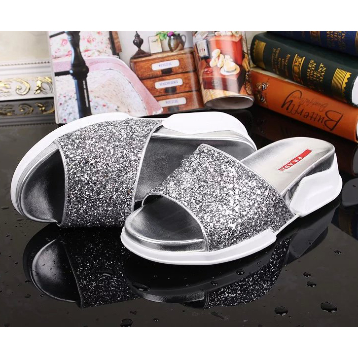 2016 Prada women slippers with Sequin