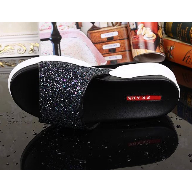 2016 Prada women slippers with Sequin