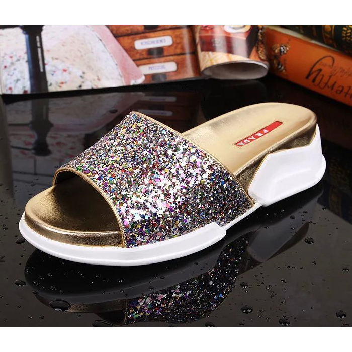 2016 Prada women slippers with Sequin