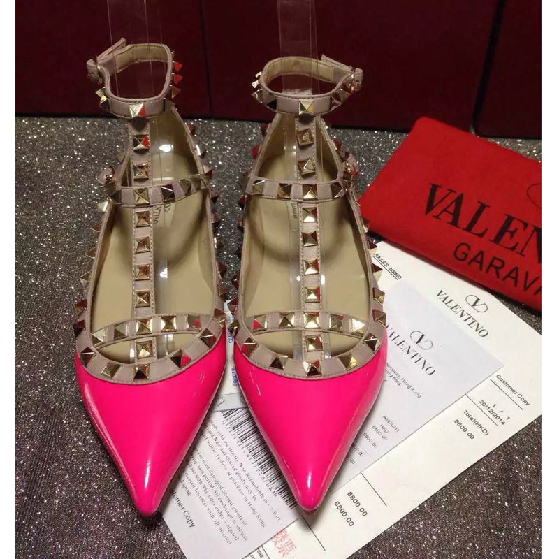 2016 Valentino women Flat shoes in patent leather with Rivet