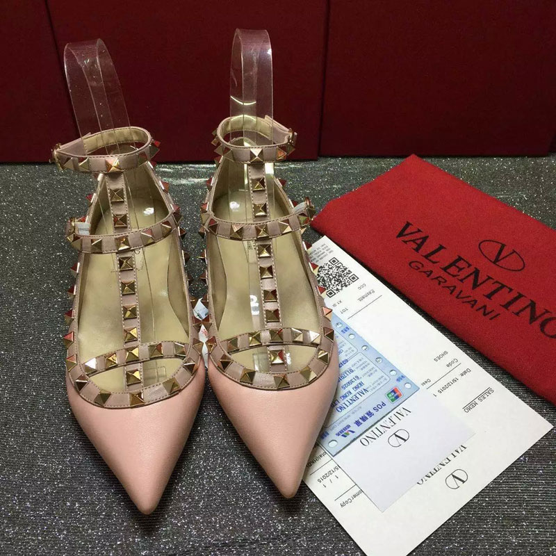 2016 Valentino women Flat shoes in sheepskin leather with Rivet