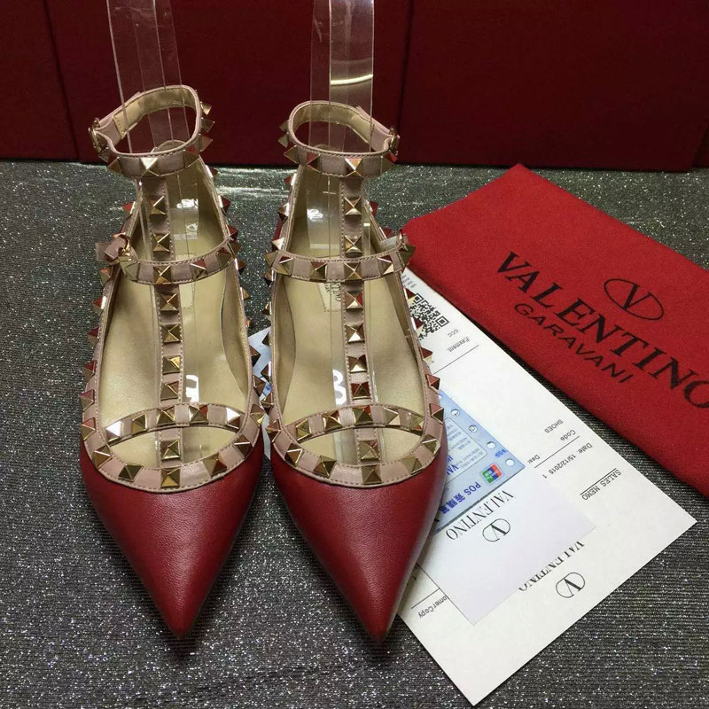 2016 Valentino women Flat shoes in sheepskin leather with Rivet