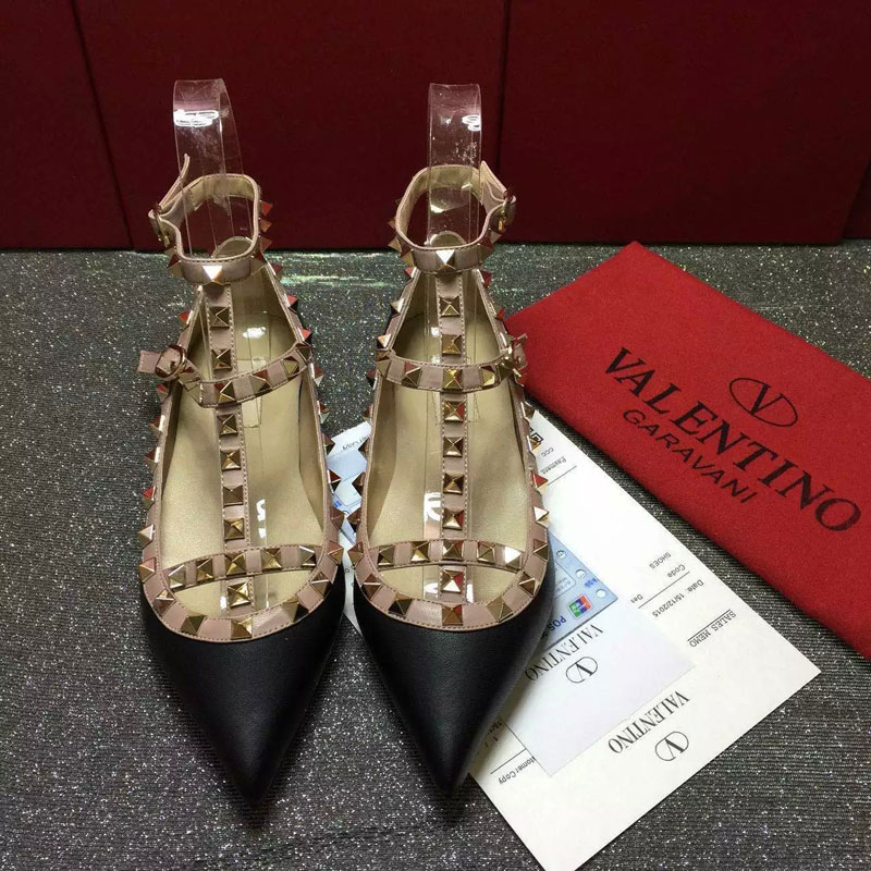 2016 Valentino women Flat shoes in sheepskin leather with Rivet