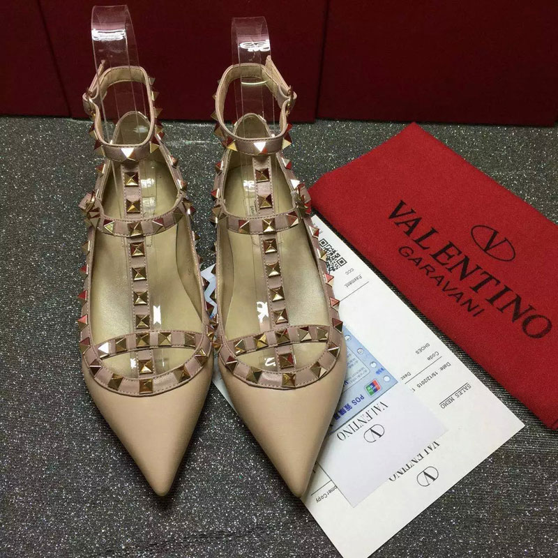 2016 Valentino women Flat shoes in sheepskin leather with Rivet