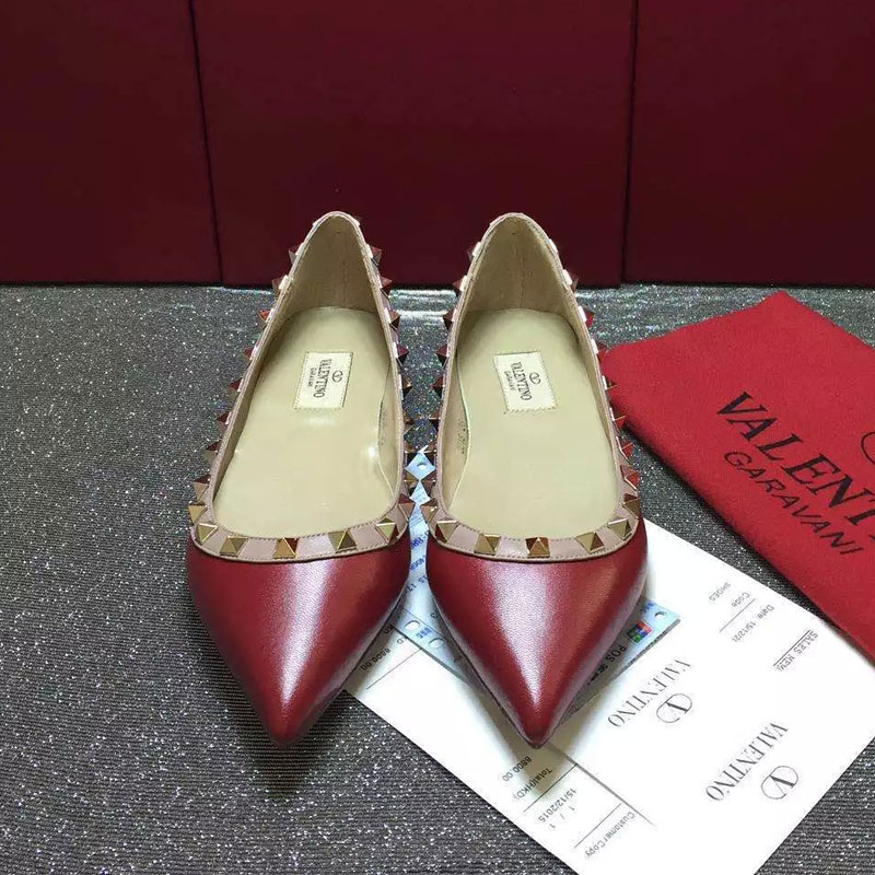 2016 Valentino women Flat shoes in sheepskin leather with Rivet