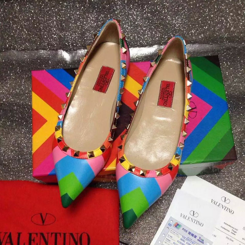 2016 Valentino women Flat shoes in sheepskin leather with Rivet