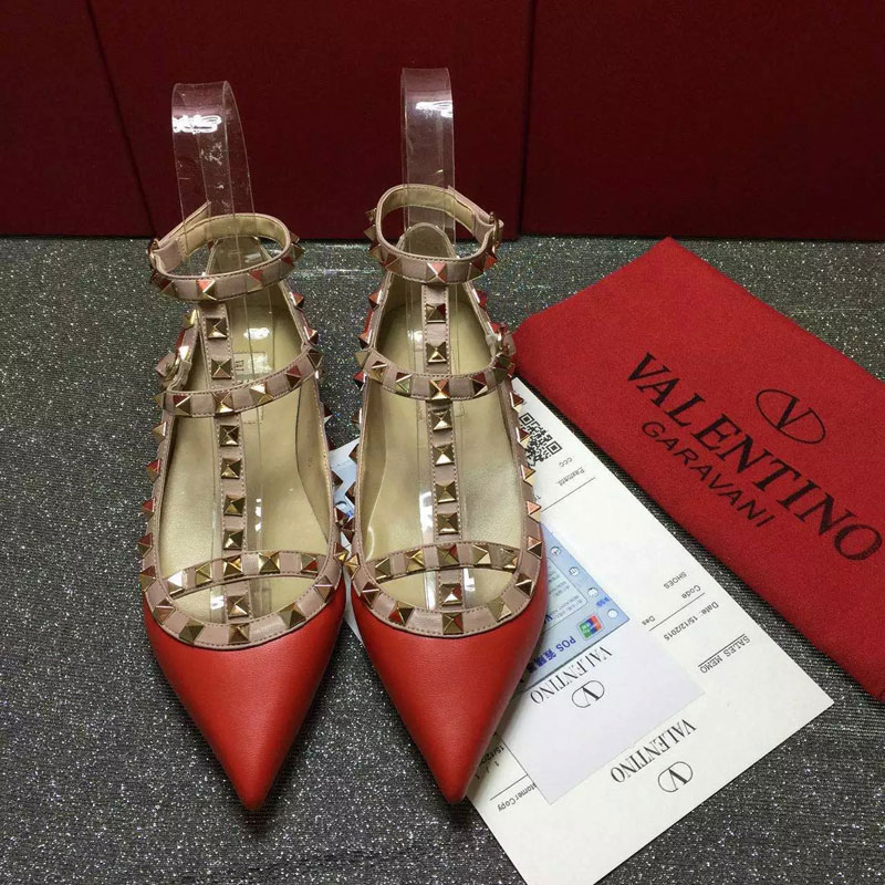 2016 Valentino women Flat shoes in sheepskin leather with Rivet