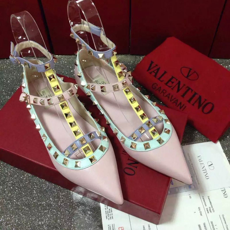 2016 Valentino women Flat shoes in sheepskin leather with Rivet