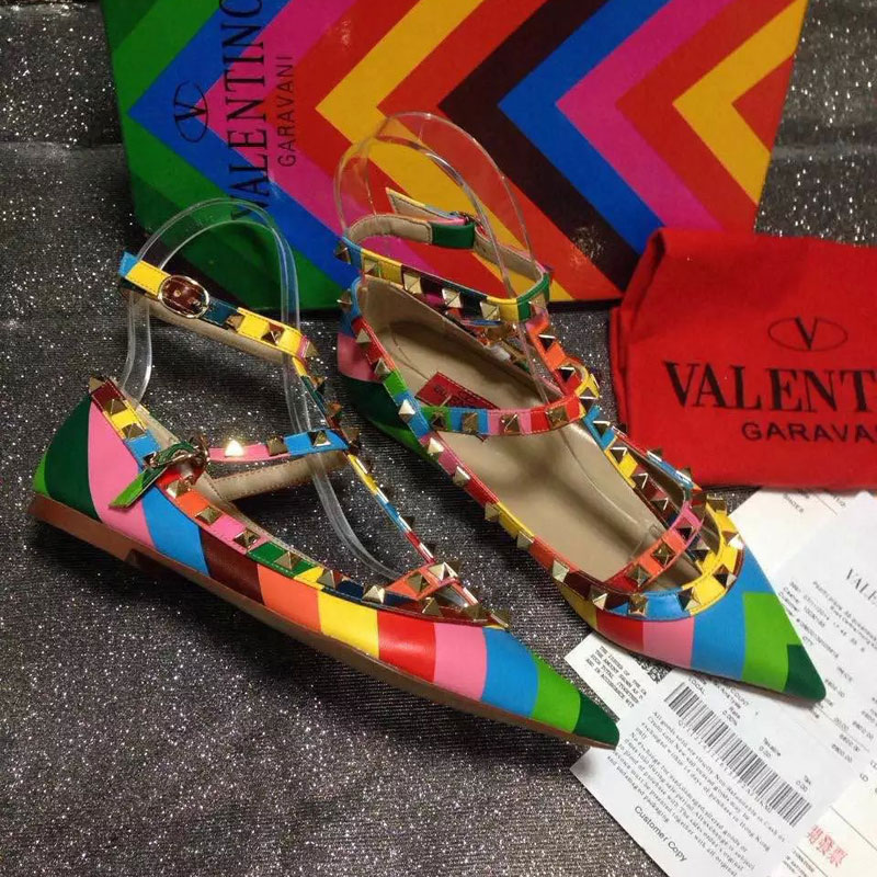 2016 Valentino women Flat shoes in sheepskin leather with Rivet