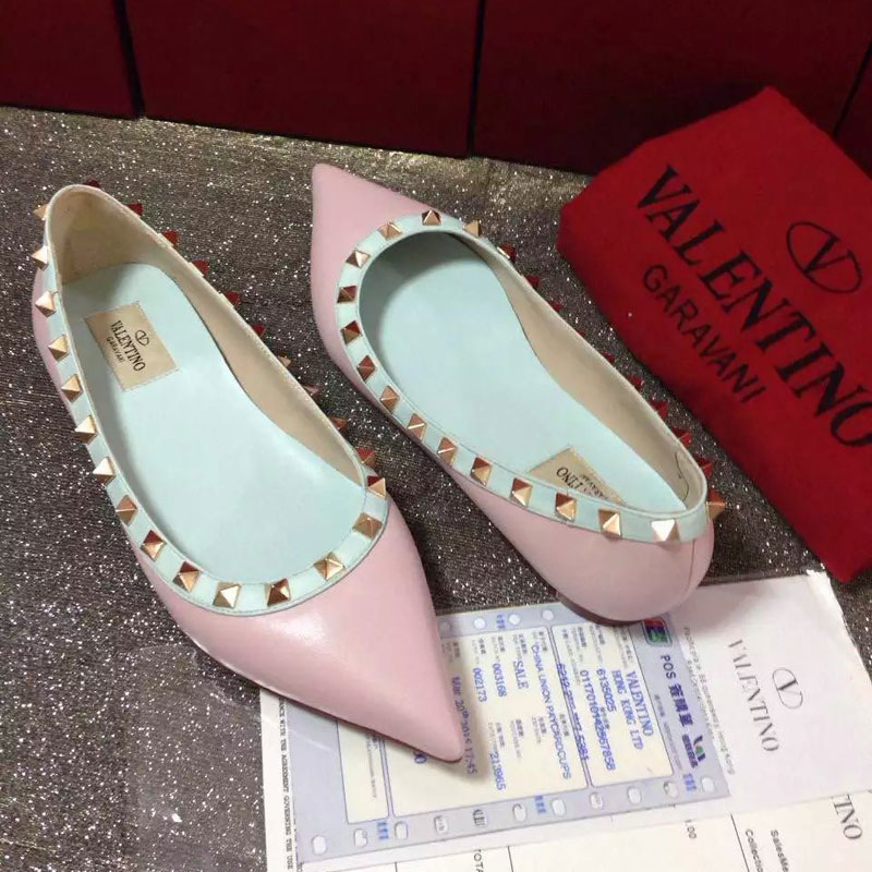 2016 Valentino women Flat shoes in sheepskin leather with Rivet