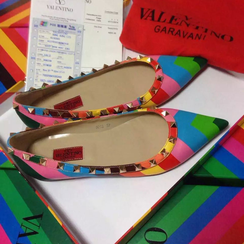 2016 Valentino women Flat shoes in sheepskin leather with Rivet