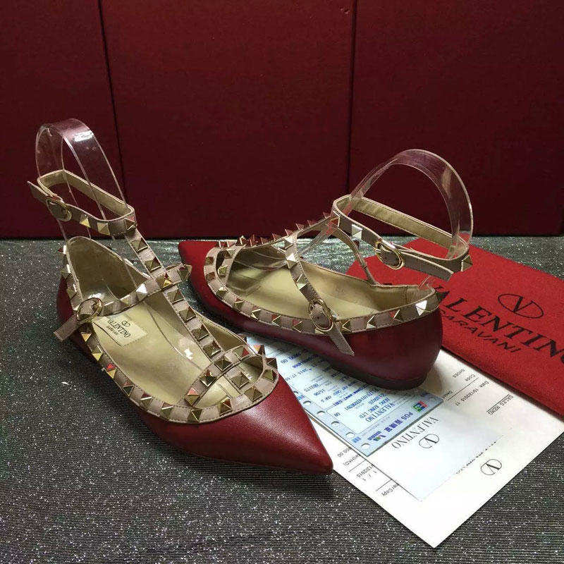 2016 Valentino women Flat shoes in sheepskin leather with Rivet