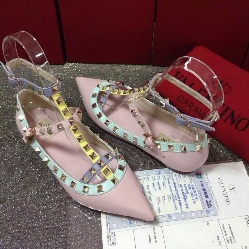 2016 Valentino women Flat shoes in sheepskin leather with Rivet