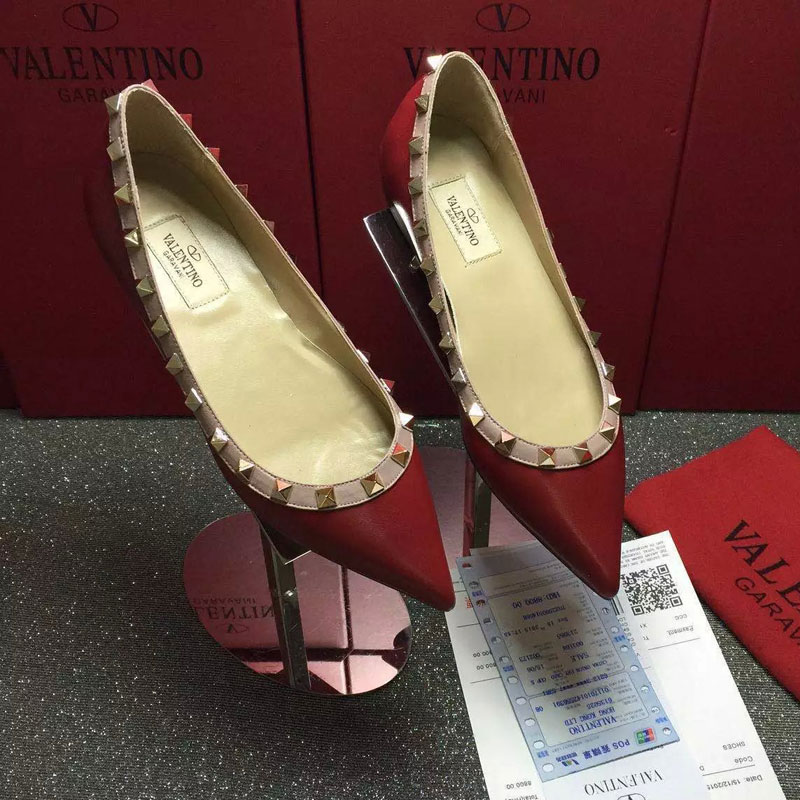 2016 Valentino women Flat shoes in sheepskin leather with Rivet