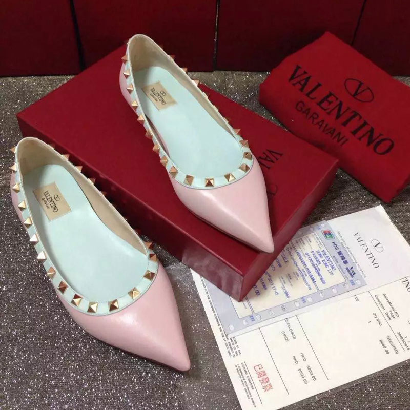 2016 Valentino women Flat shoes in sheepskin leather with Rivet