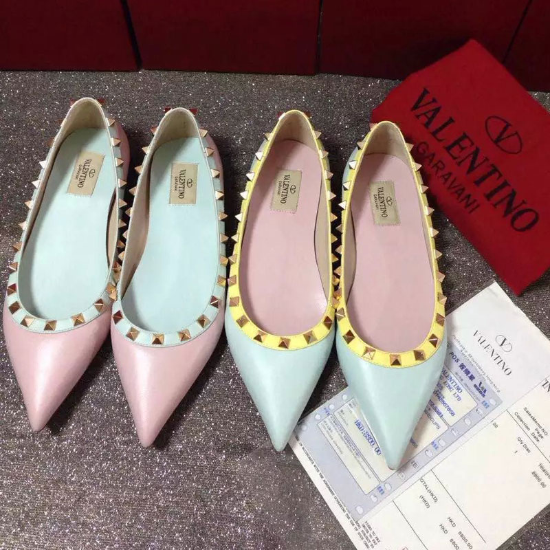 2016 Valentino women Flat shoes in sheepskin leather with Rivet