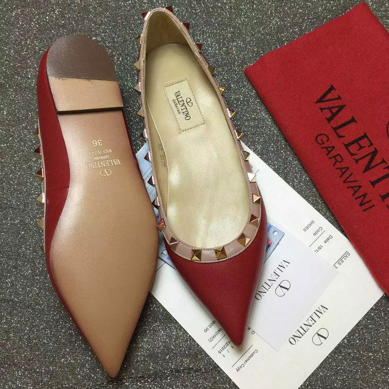 2016 Valentino women Flat shoes in sheepskin leather with Rivet