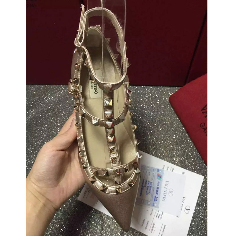 2016 Valentino women Flat shoes in sheepskin leather with Rivet