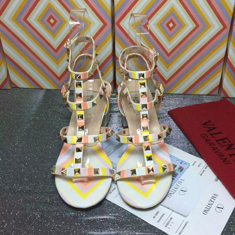 2016 Valentino women Sandals shoes with Rivet Heel Height 6.5cm