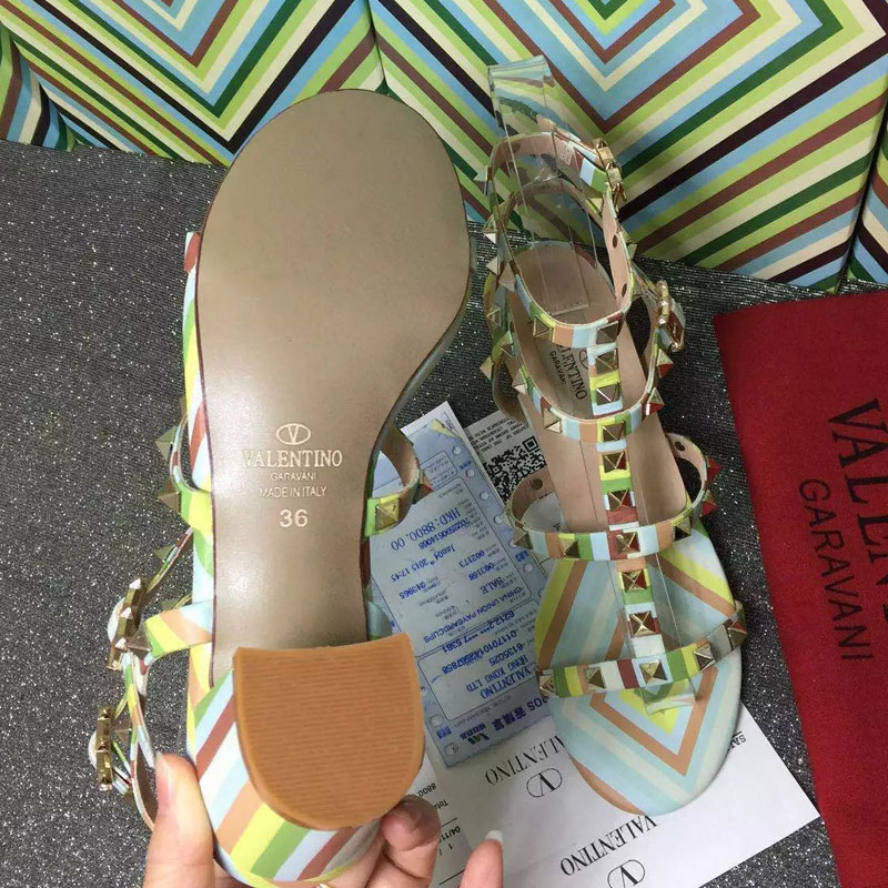 2016 Valentino women Sandals shoes with Rivet Heel Height 6.5cm