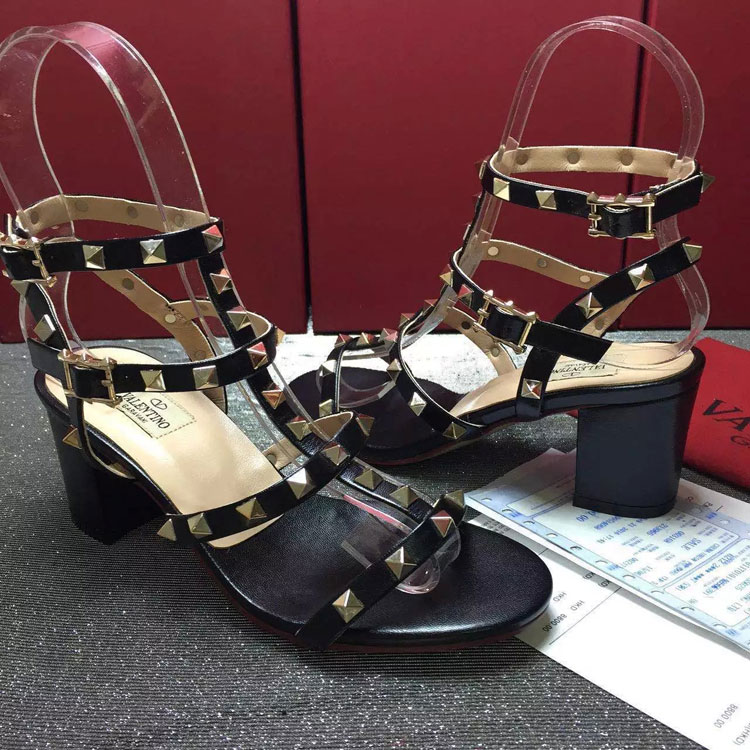 2016 Valentino women Sandals shoes with rivet Heel Height 6.5cm