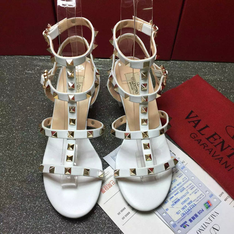 2016 Valentino women Sandals shoes with rivet Heel Height 6.5cm