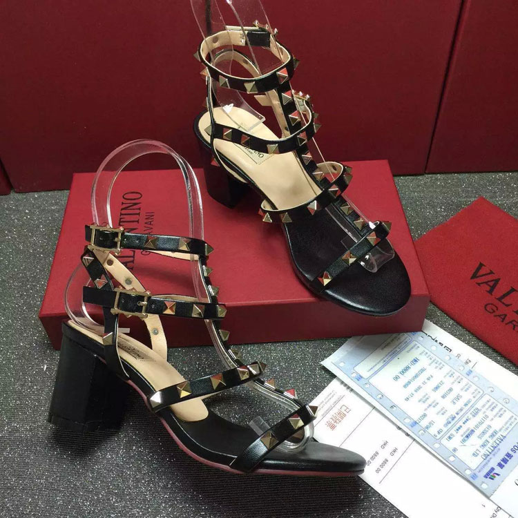 2016 Valentino women Sandals shoes with rivet Heel Height 6.5cm