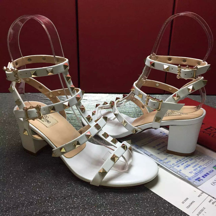 2016 Valentino women Sandals shoes with rivet Heel Height 6.5cm