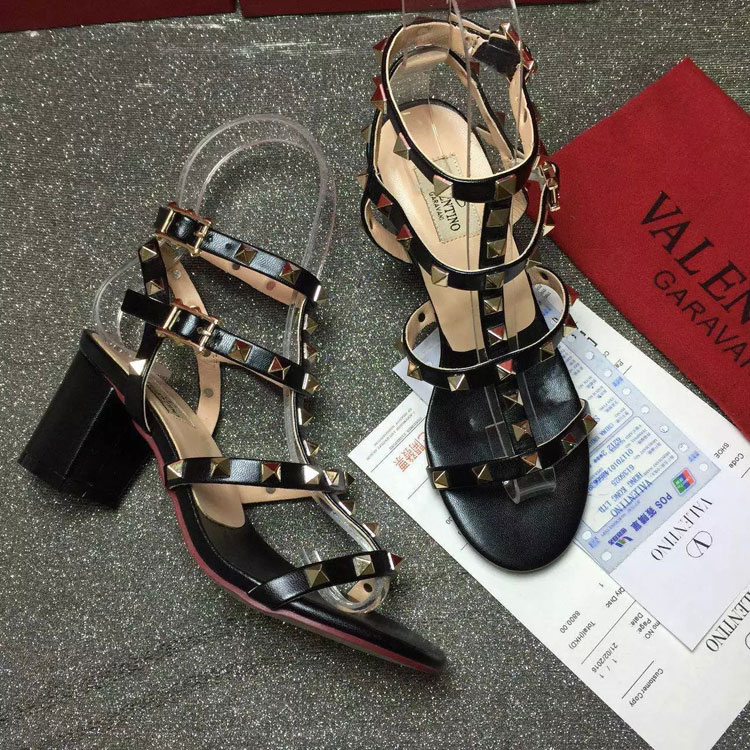 2016 Valentino women Sandals shoes with rivet Heel Height 6.5cm