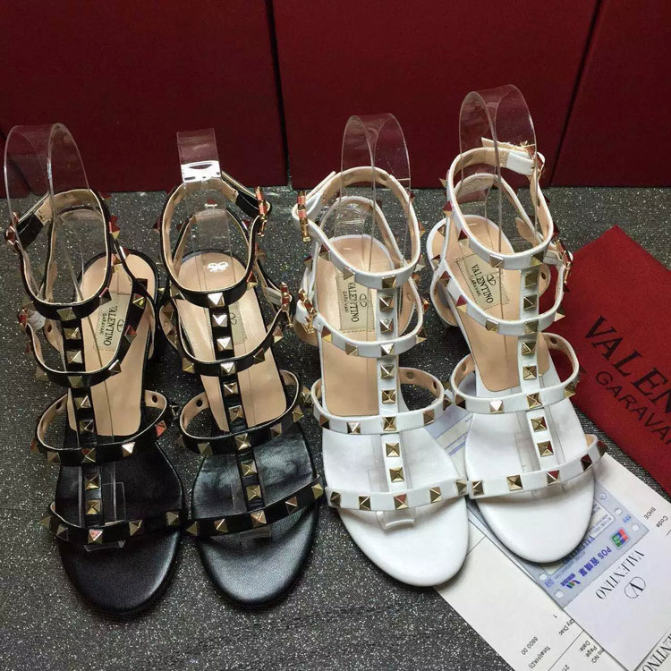 2016 Valentino women Sandals shoes with rivet Heel Height 6.5cm