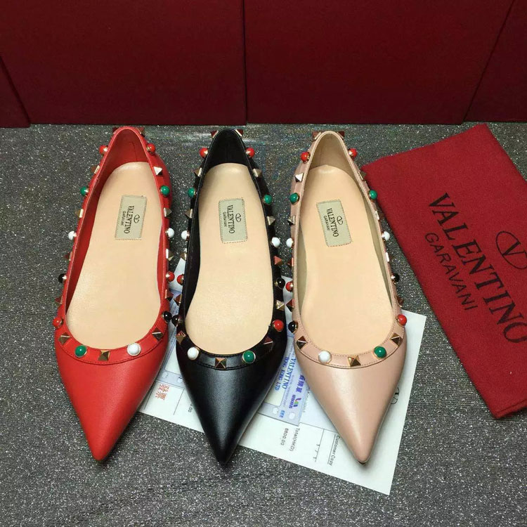 2016 Valentino women flats shoes with rivet