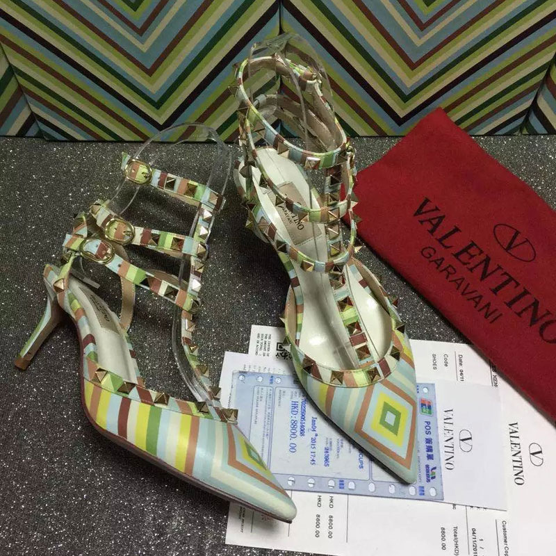 2016 Valentino women shoes with Rivet Heel Height 6.5cm