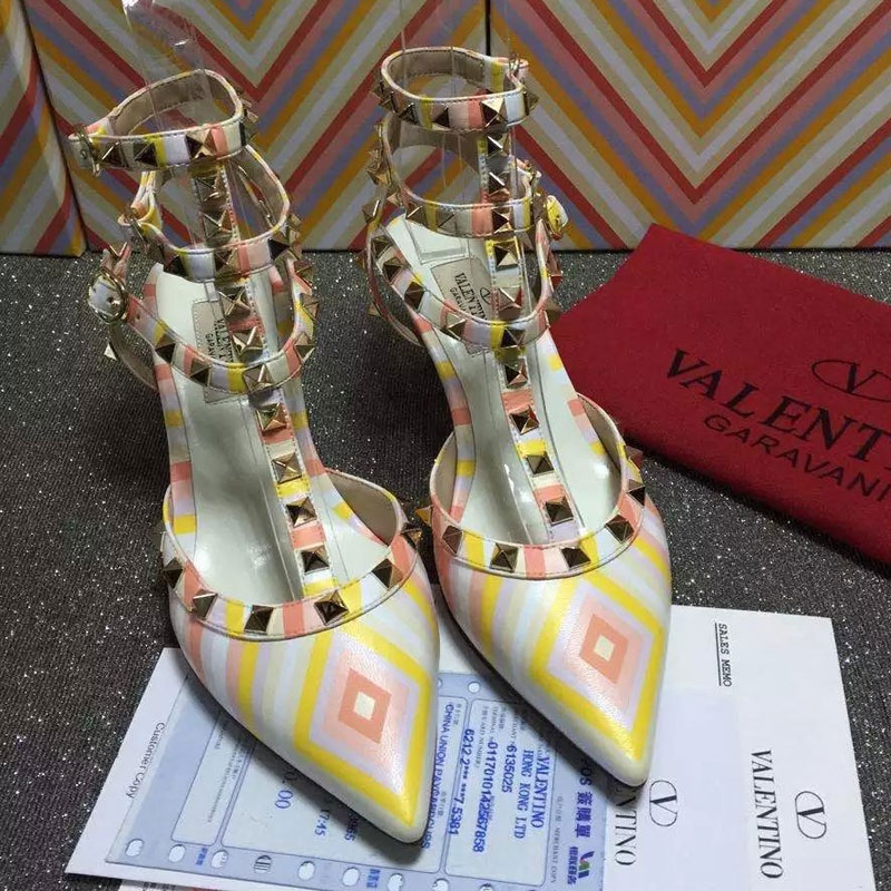 2016 Valentino women shoes with Rivet Heel Height 6.5cm