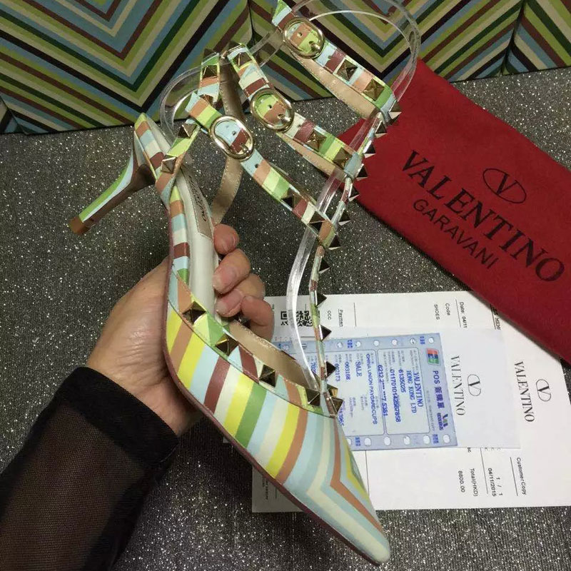 2016 Valentino women shoes with Rivet Heel Height 6.5cm