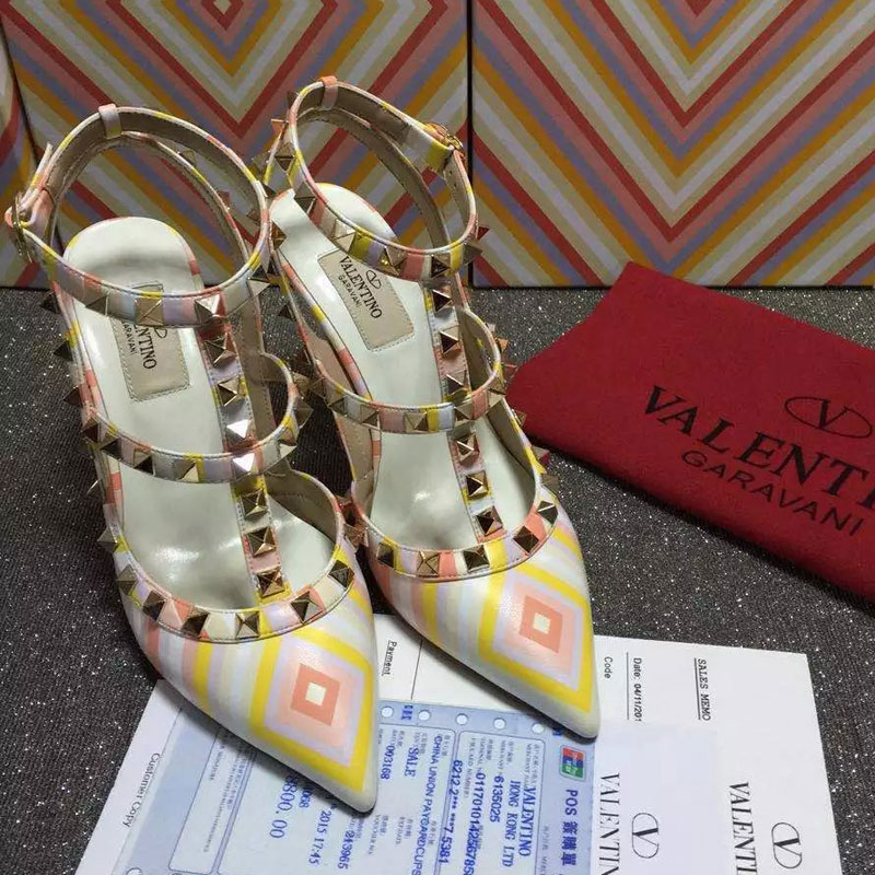 2016 Valentino women shoes with Rivet Heel Height 9.5cm