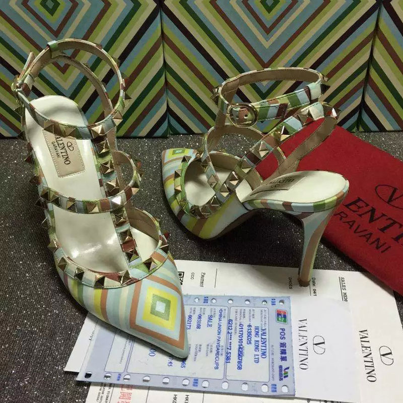 2016 Valentino women shoes with Rivet Heel Height 9.5cm