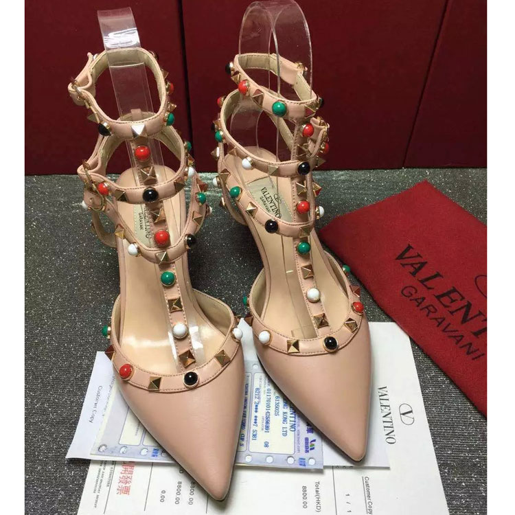 2016 Valentino women shoes with rivet Heel Height 6.5cm