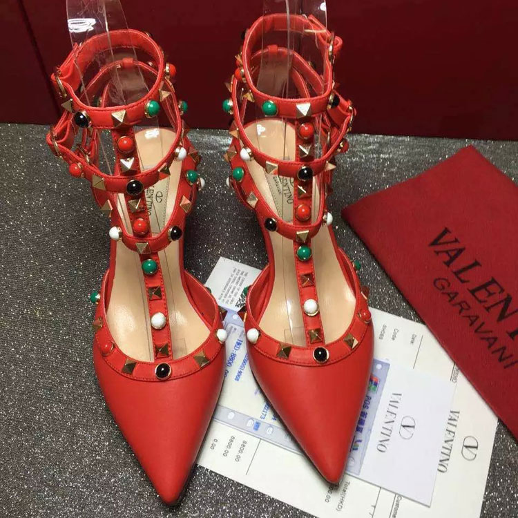 2016 Valentino women shoes with rivet Heel Height 6.5cm