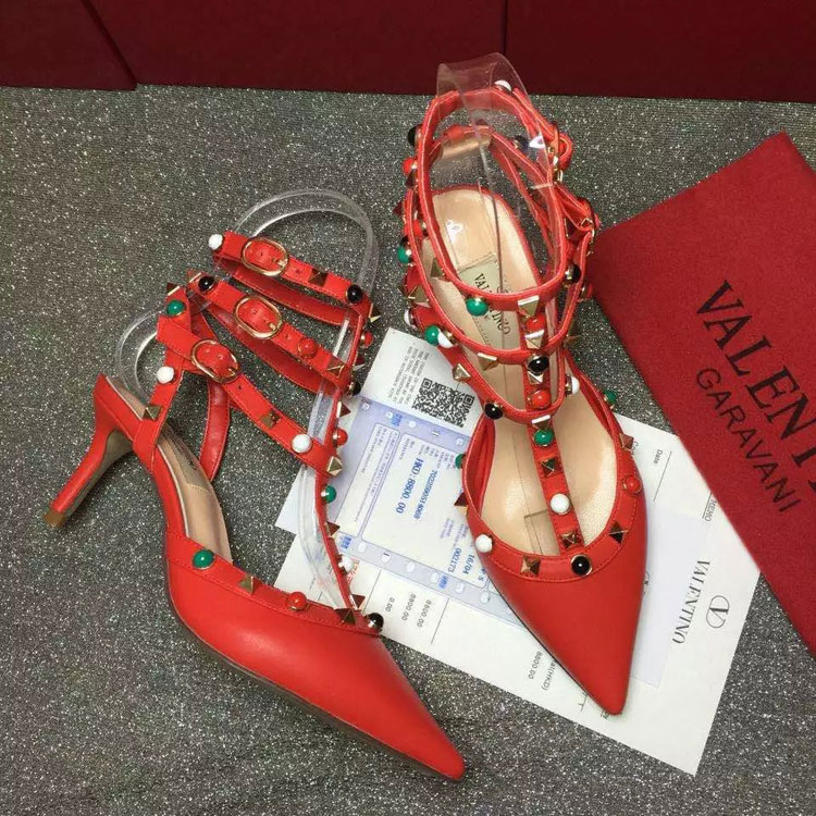 2016 Valentino women shoes with rivet Heel Height 6.5cm